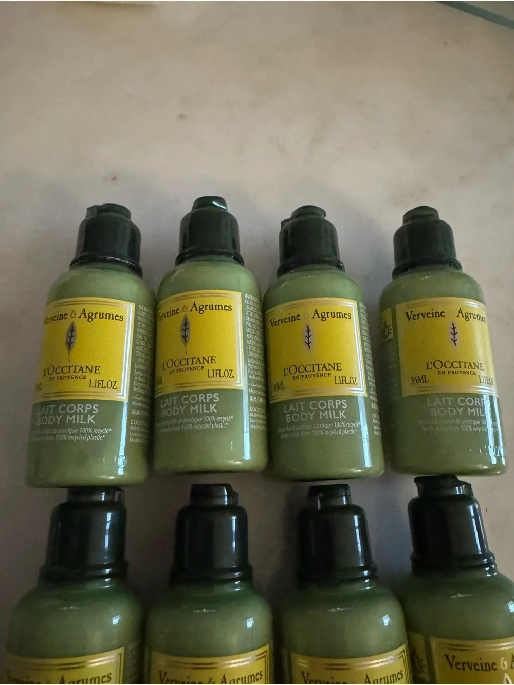 Bundle of 8 🆕 L’Occcitane Verveine Agrumes Body Milk travel size bottles